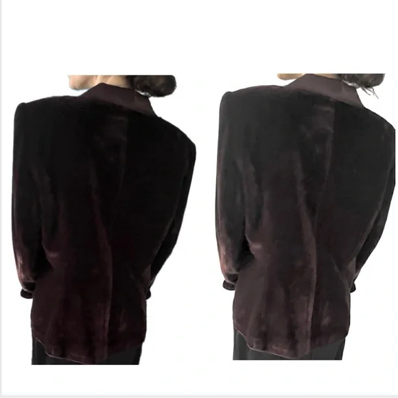 Vintage 90s Espresso Brown Velvet Blazer w/ Satin Shawl Collar & Bow Closure” - Picture 11 of 16